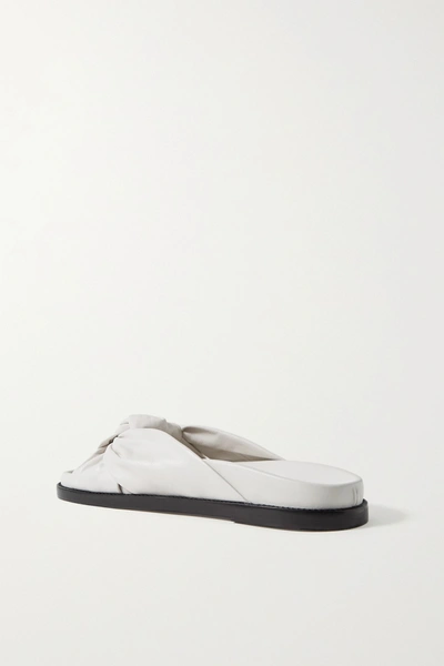 Shop Porte & Paire Knotted Leather Slides In White