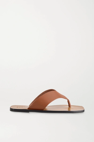 Shop Atp Atelier Merine Leather Flip Flops In Neutral