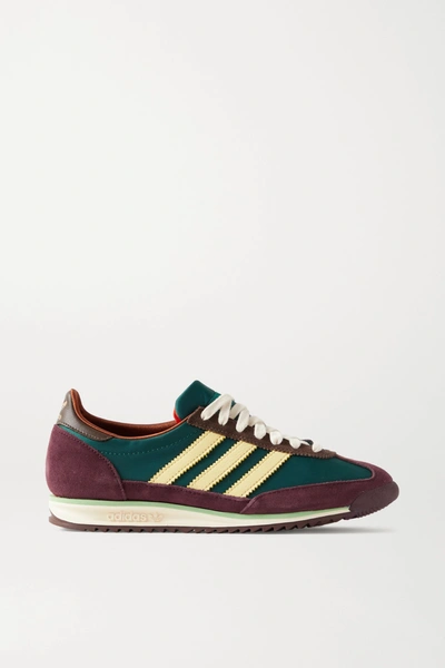 Adidas Originals + Wales Bonner Sl 72 Shell, Leather And Suede Sneakers In  Emerald | ModeSens