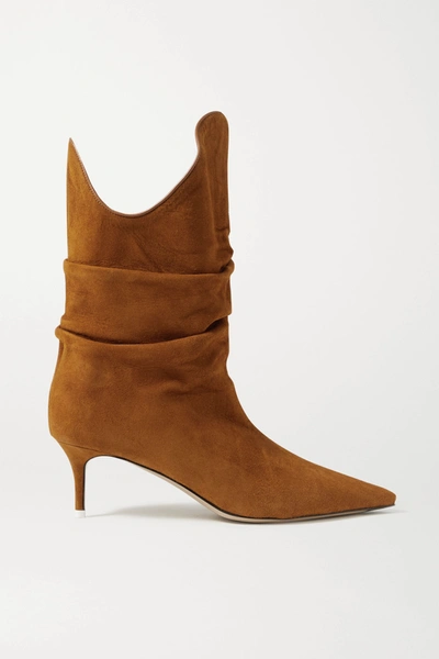 Shop Attico Tate Suede Ankle Boots In Tan