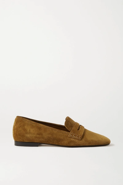 Shop Khaite Carlisle Suede Loafers In Light Brown