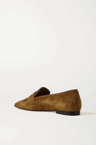 Shop Khaite Carlisle Suede Loafers In Light Brown