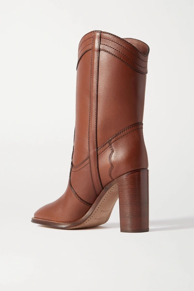 Shop Saint Laurent Kate Leather Ankle Boots In Tan