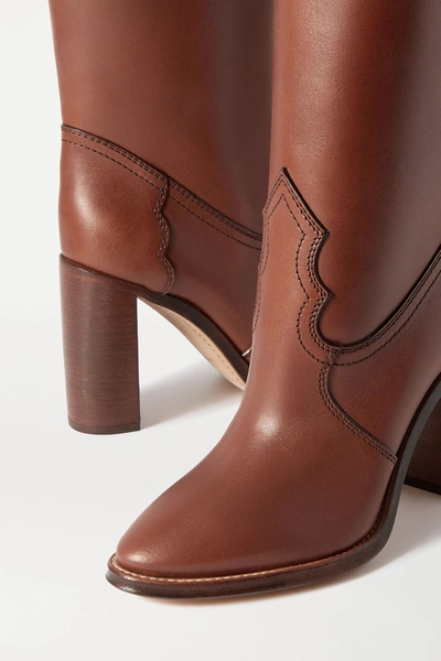 Shop Saint Laurent Kate Leather Ankle Boots In Tan