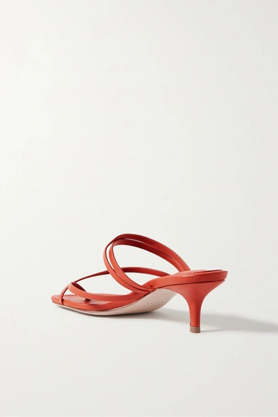 Shop Porte & Paire Leather Sandals In Tomato Red