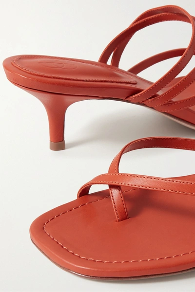 Shop Porte & Paire Leather Sandals In Tomato Red