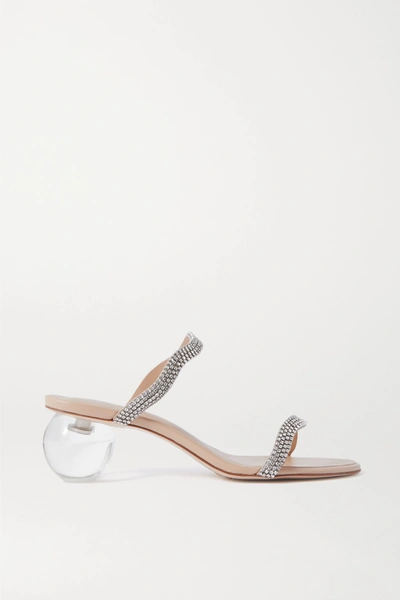 Shop Cult Gaia Audrey Crystal-embellished Leather Mules In Clear