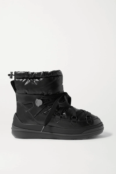 Shop Moncler Insolux Leather And Padded Shell Ankle Boots In Black