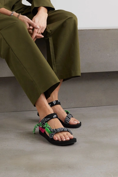 Shop Arizona Love + Jason Wu Trekky Printed Cotton, Gauze And Canvas Sandals In Black