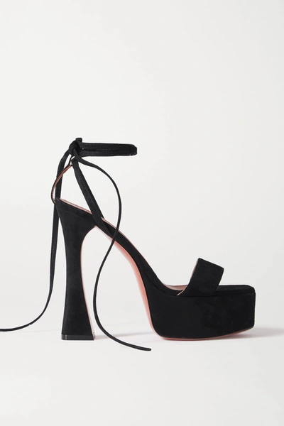 Shop Amina Muaddi Vita Suede Platform Sandals In Black