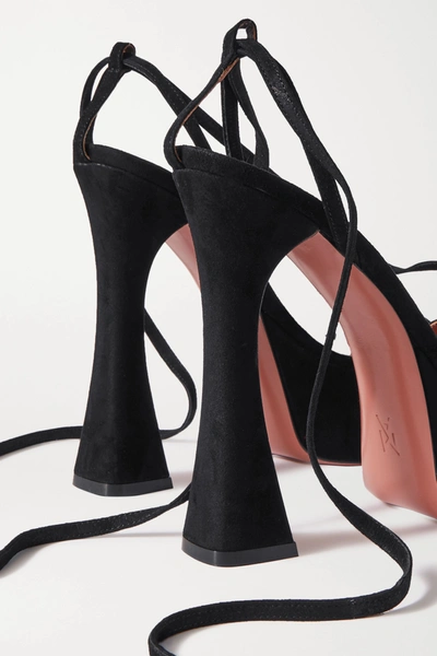 Shop Amina Muaddi Vita Suede Platform Sandals In Black