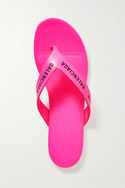 Balenciaga Allover-logo Round Leather Thong Sandals In Pink | ModeSens