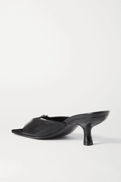 Shop By Far Erin Buckle-embellished Leather Mules In Black