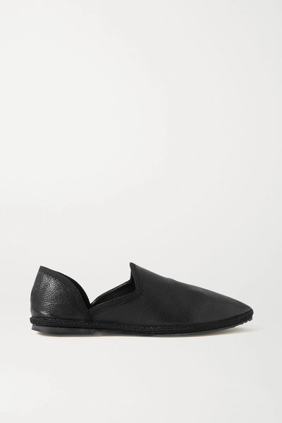 Shop The Row Friulane Textured-leather Slippers In Black