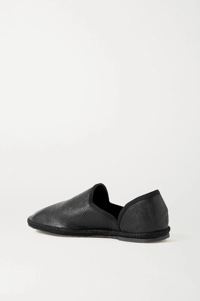 Shop The Row Friulane Textured-leather Slippers In Black