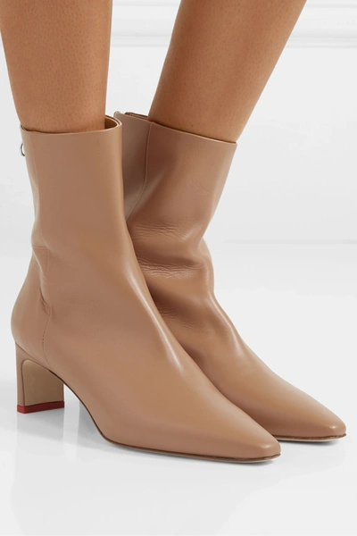Shop Aeyde Ivy Leather Ankle Boots In Sand