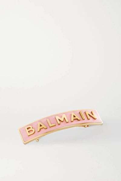 Shop Balmain Paris Hair Couture Gold-plated And Leather Hair Clip - One Size