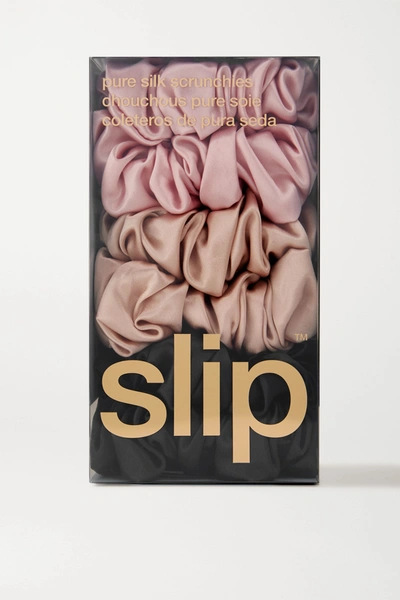 Shop Slip Set Of Six Large Silk Hair Ties In Neutrals