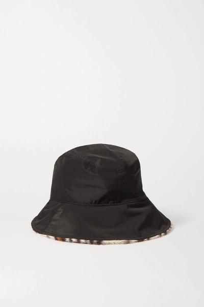 Shop Rag & Bone Addison Reversible Shell And Leopard-print Faux Fur Bucket Hat In Black