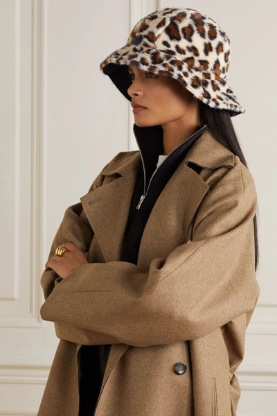 Shop Rag & Bone Addison Reversible Shell And Leopard-print Faux Fur Bucket Hat In Black