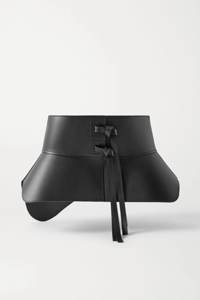 Shop Loewe Obi Leather Waist Belt In Black