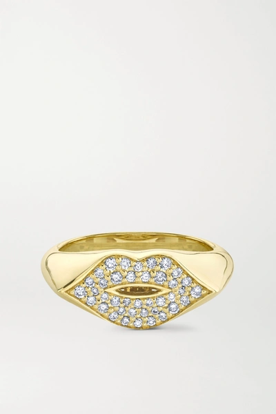 Shop Sydney Evan Lips 14-karat Gold Diamond Ring