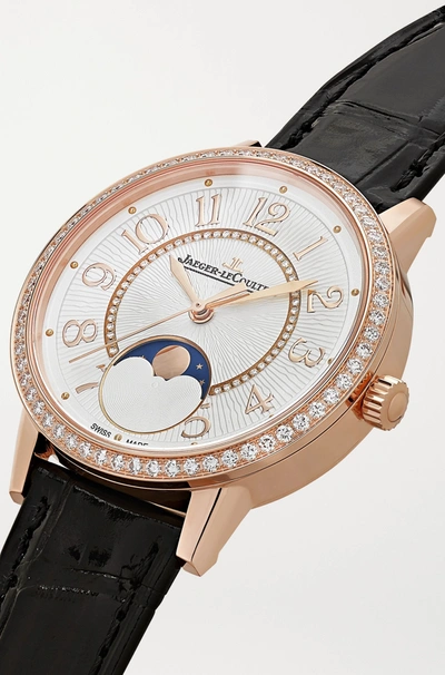 Shop Jaeger-lecoultre Rendez-vous Moon Automatic 34mm Medium Rose Gold, Alligator And Diamond Watch