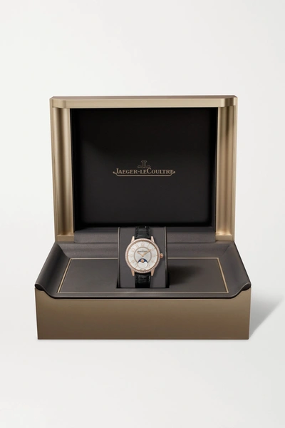 Shop Jaeger-lecoultre Rendez-vous Moon Automatic 34mm Medium Rose Gold, Alligator And Diamond Watch