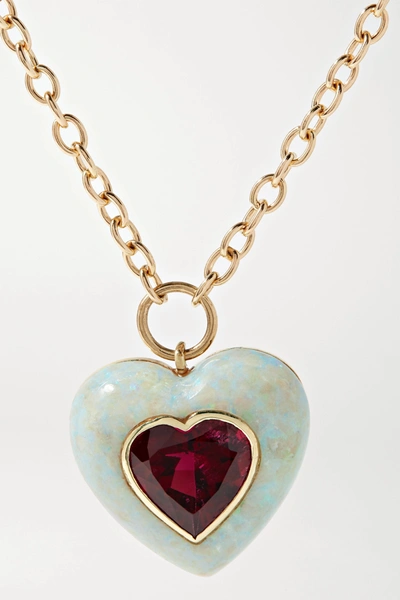 Shop Retrouvai Lollipop 14-karat Gold, Opal And Rubellite Necklace