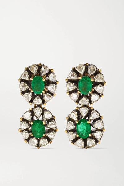 Shop Amrapali 18-karat Gold, Sterling Silver, Emerald And Diamond Earrings