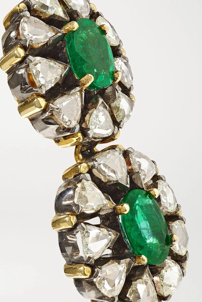 Shop Amrapali 18-karat Gold, Sterling Silver, Emerald And Diamond Earrings