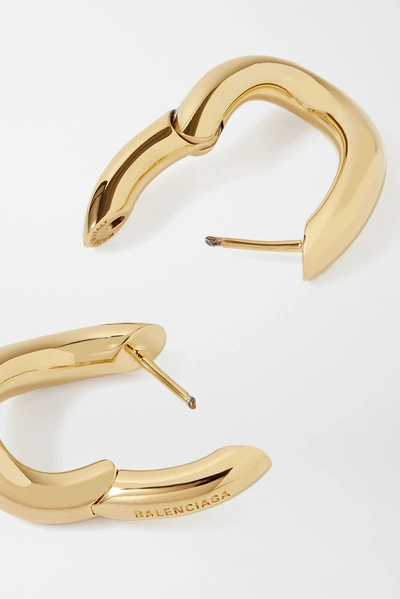 Shop Balenciaga Loop Xs Gold-tone Hoop Earrings
