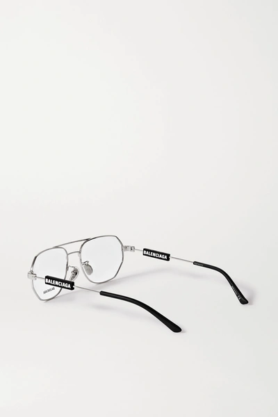 Shop Balenciaga Aviator-style Silver-tone Optical Glasses