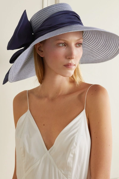 Shop Eugenia Kim Mirabel Satin-trimmed Straw Hat In Blue