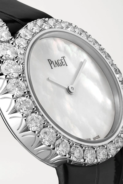 Shop Piaget Limelight Gala 32mm 18-karat White Gold, Alligator, Mother-of-pearl And Diamond Watch