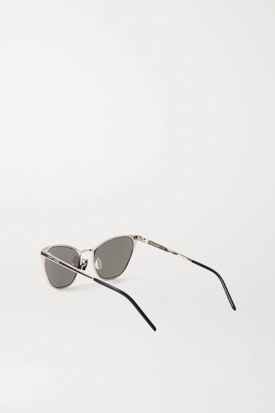 Shop Saint Laurent Cat-eye Silver-tone And Acetate Sunglasses