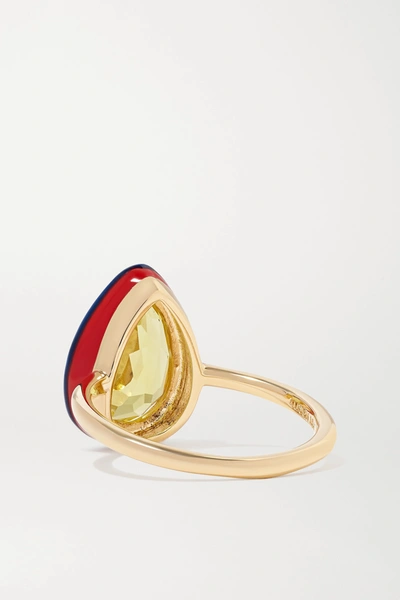 Shop Alison Lou 14-karat Gold, Enamel And Sapphire Ring