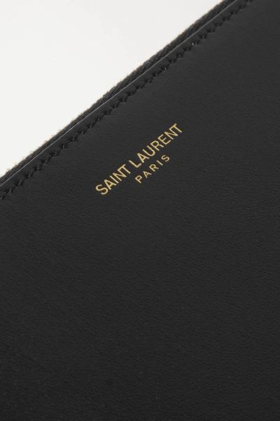 Shop Saint Laurent Large Leather Pouch In Black