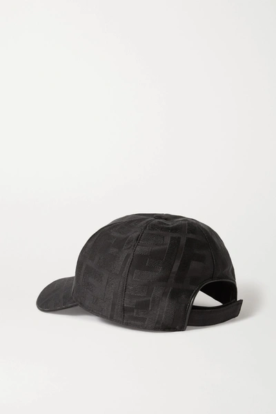 Shop Fendi Silk-jacquard Baseball Cap In Black