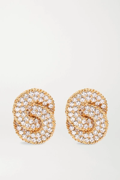 Shop Alessandra Rich Oversized Gold-plated Crystal Clip Earrings