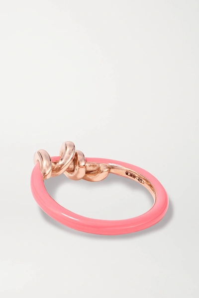 Shop Bea Bongiasca Baby Vine 9-karat Rose Gold And Enamel Ring In Pink