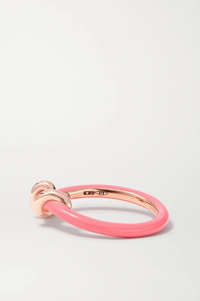 Shop Bea Bongiasca Baby Vine 9-karat Rose Gold And Enamel Ring In Pink