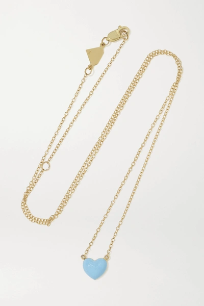 Shop Alison Lou Heart 14-karat Gold And Enamel Necklace