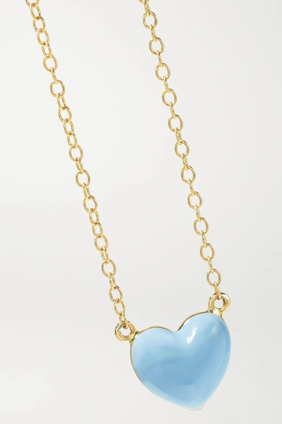 Shop Alison Lou Heart 14-karat Gold And Enamel Necklace