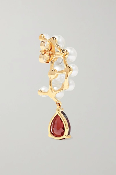 Shop Anissa Kermiche 14-karat Gold, Garnet And Pearl Earrings