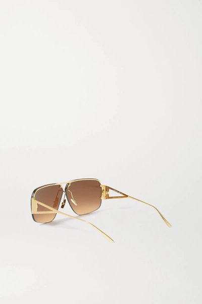 Shop Bottega Veneta Aviator-style Gold-tone Sunglasses