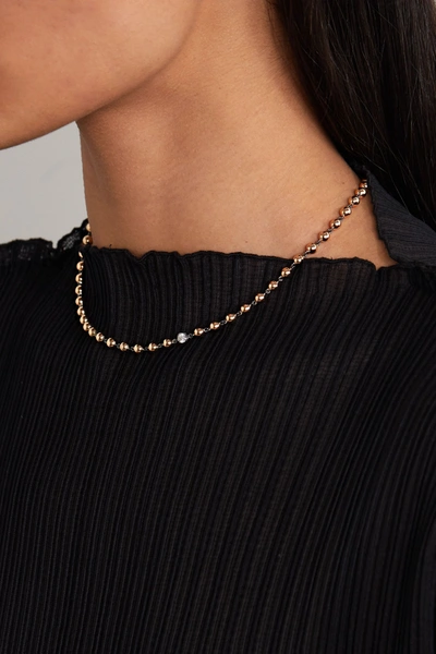 Shop Jessica Mccormack Ball N Chain 18-karat Rose Gold Diamond Necklace