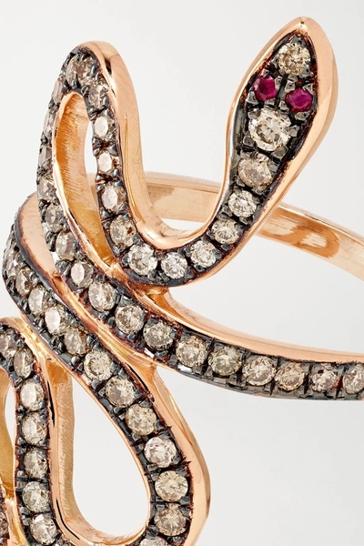Shop Ileana Makri Slither 18-karat Rose Gold, Diamond And Ruby Ring