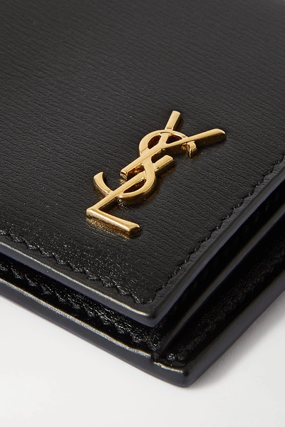Shop Saint Laurent Monogramme Textured-leather Cardholder In Black