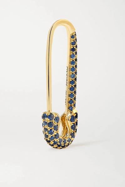 Shop Anita Ko Safety Pin 18-karat Gold Sapphire Earring